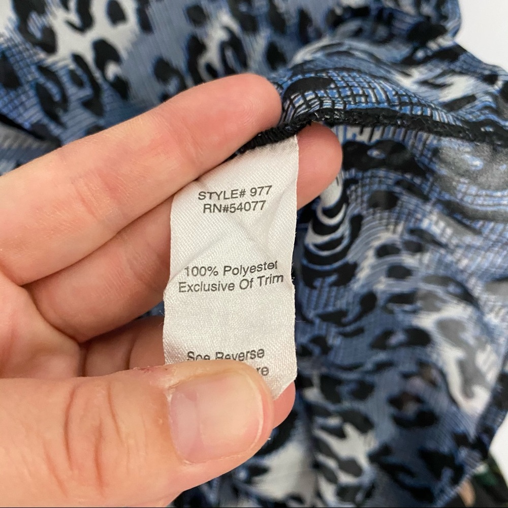 CAbi blue animal print partial sheer fatale blouse - Picture 8 of 8